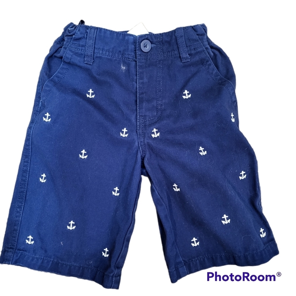 Boys Navy Anchor Embroidered shorts Size 5
